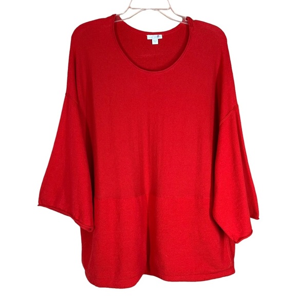 J. Jill Sweaters - Pure Jill by J. Jill Red  Kimono Style Oversized Kangaroo Pocket Sweater Tunic M